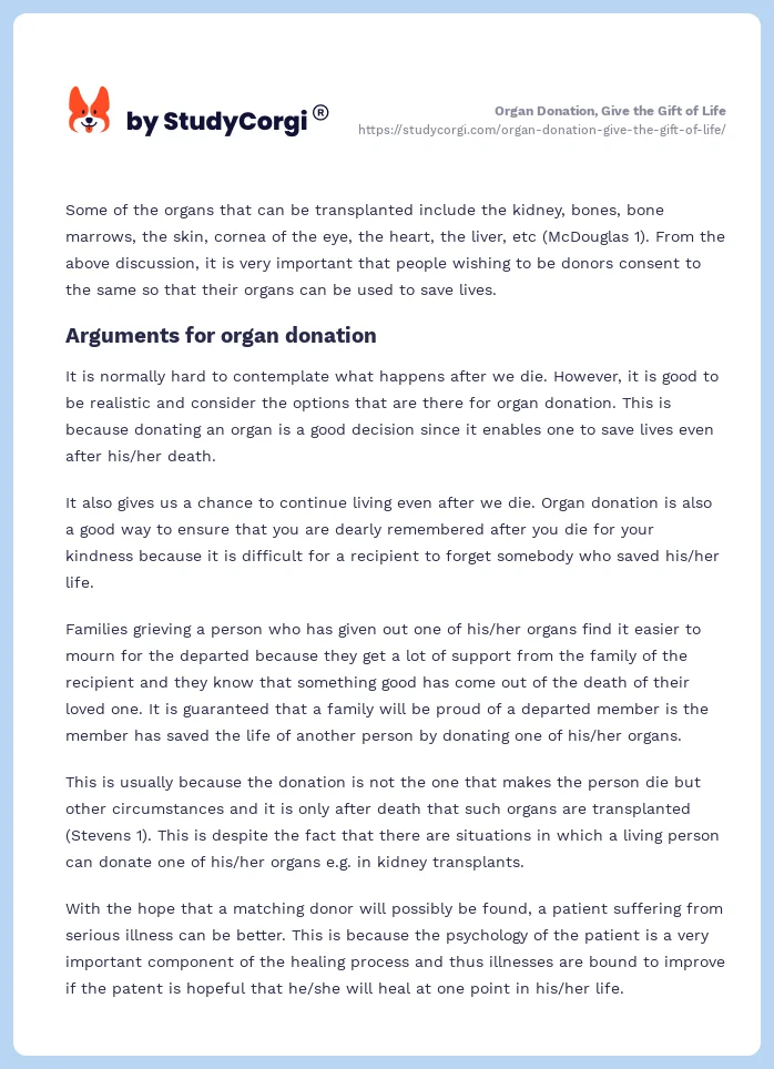 Organ Donation, Give the Gift of Life. Page 2