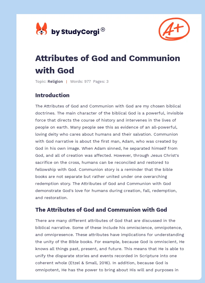 Attributes of God and Communion with God. Page 1