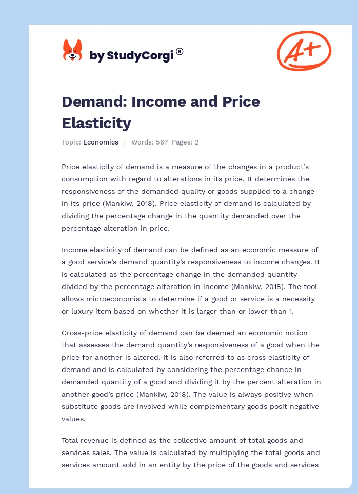 Demand: Income and Price Elasticity. Page 1