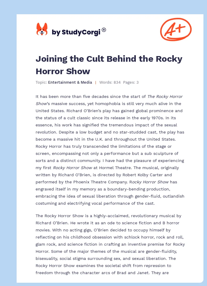 Joining the Cult Behind the Rocky Horror Show. Page 1