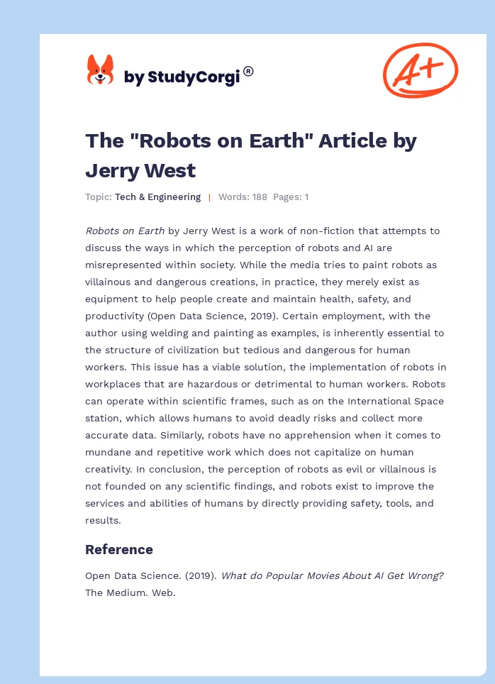 The "Robots on Earth" Article by Jerry West. Page 1