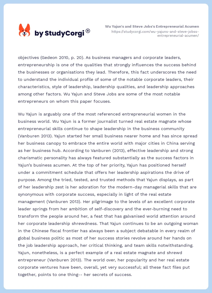 Wu Yajun's and Steve Jobs's Entrepreneurial Acumen. Page 2