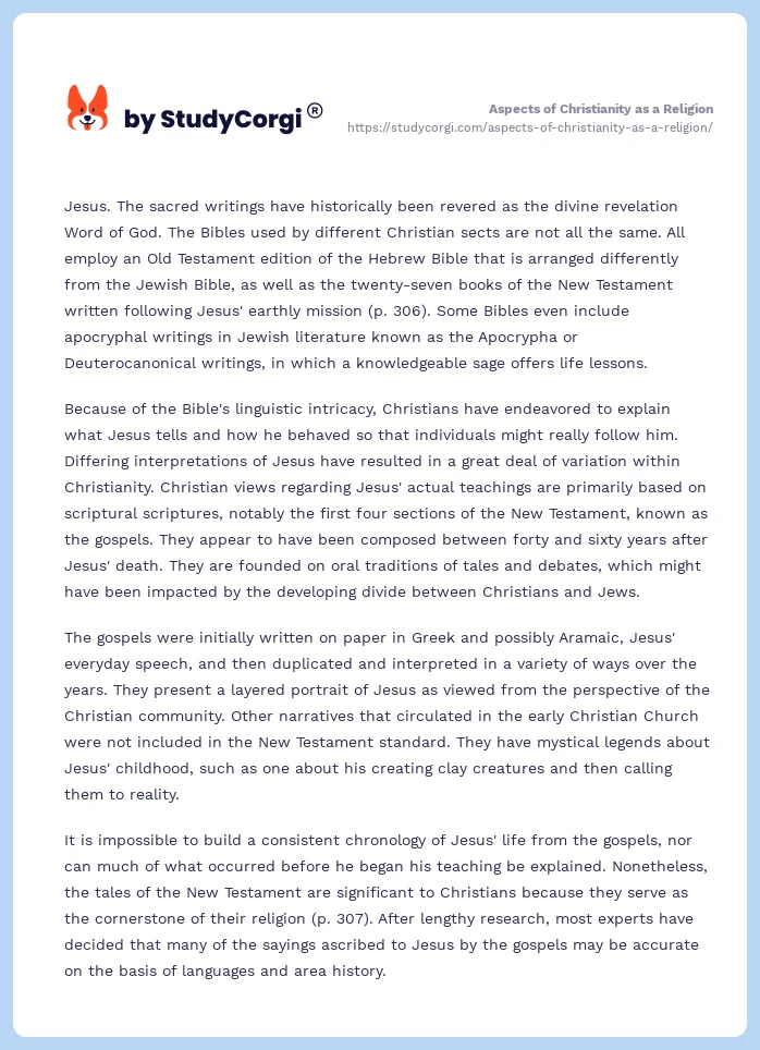 Aspects of Christianity as a Religion. Page 2