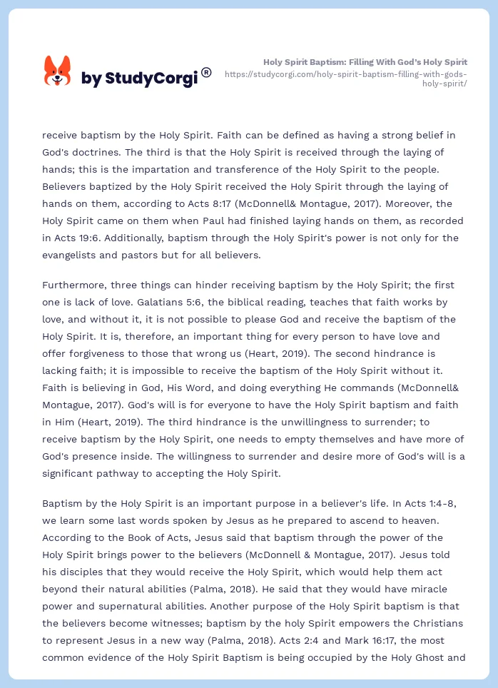 Holy Spirit Baptism: Filling With God’s Holy Spirit. Page 2
