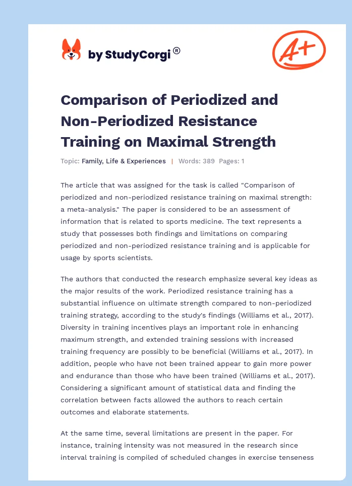 Comparison of Periodized and Non-Periodized Resistance Training on Maximal Strength. Page 1