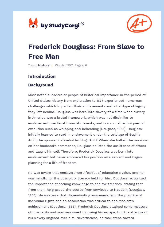 Frederick Douglass: From Slave to Free Man. Page 1