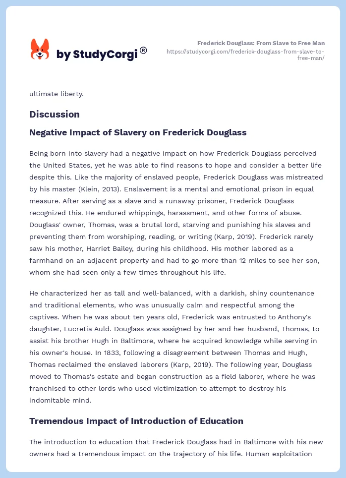 Frederick Douglass: From Slave to Free Man. Page 2