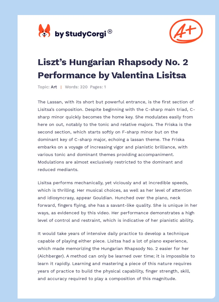 Liszt’s Hungarian Rhapsody No. 2 Performance by Valentina Lisitsa. Page 1