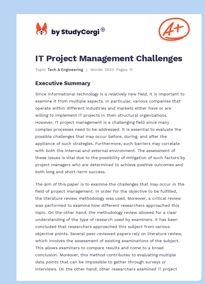 IT Project Management Challenges. Page 1
