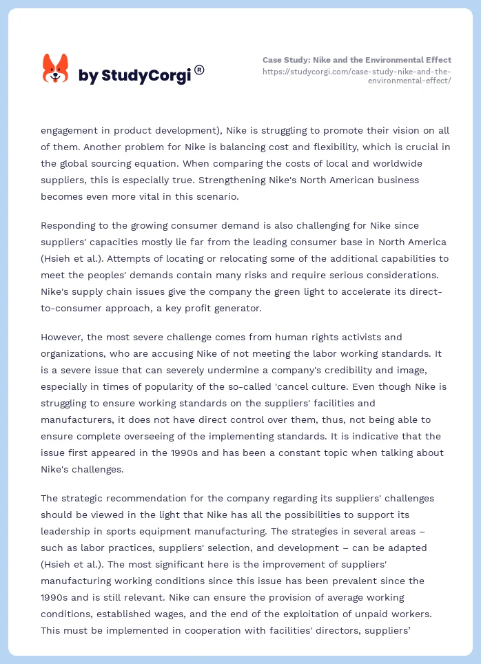 Case Study: Nike and the Environmental Effect. Page 2