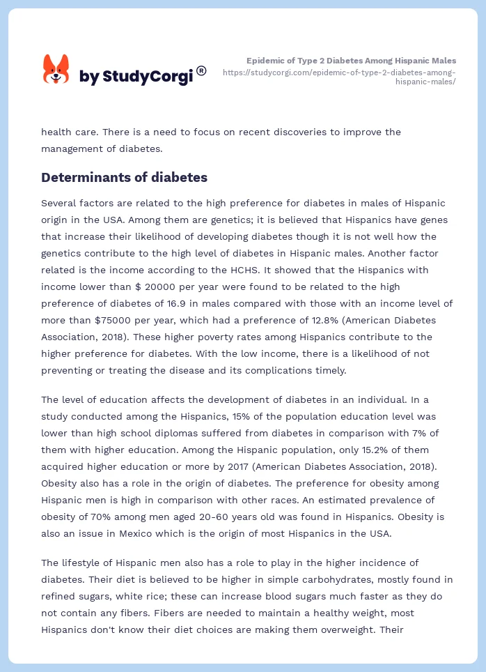 Epidemic of Type 2 Diabetes Among Hispanic Males. Page 2
