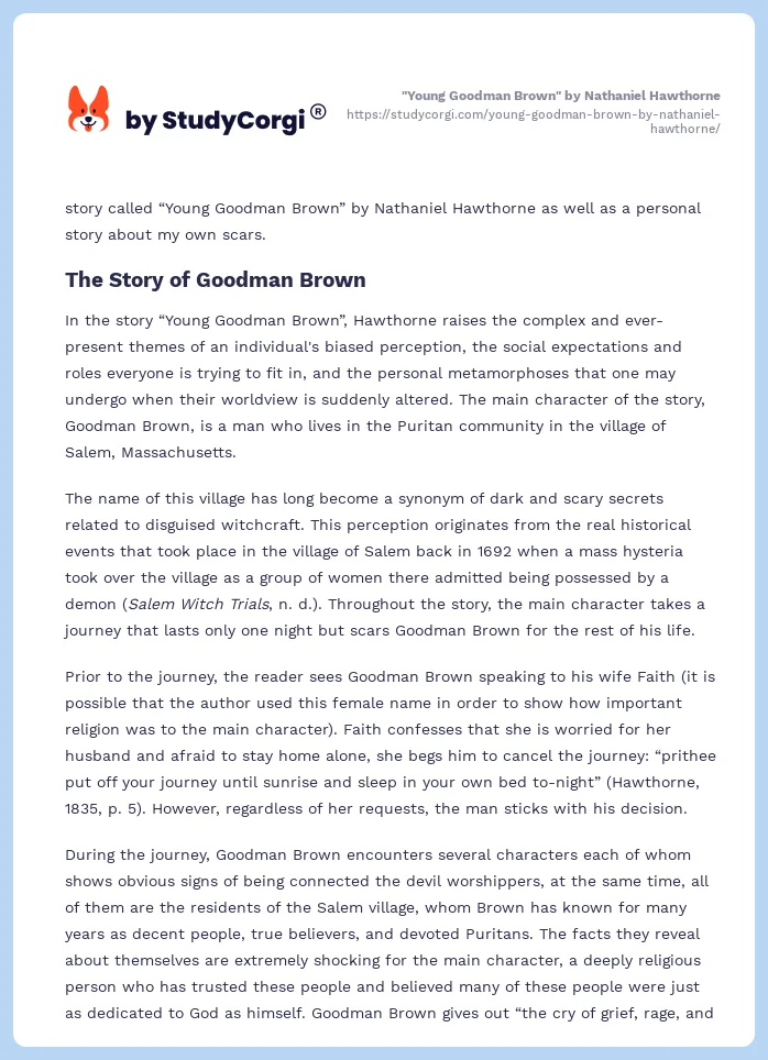 "Young Goodman Brown" by Nathaniel Hawthorne. Page 2