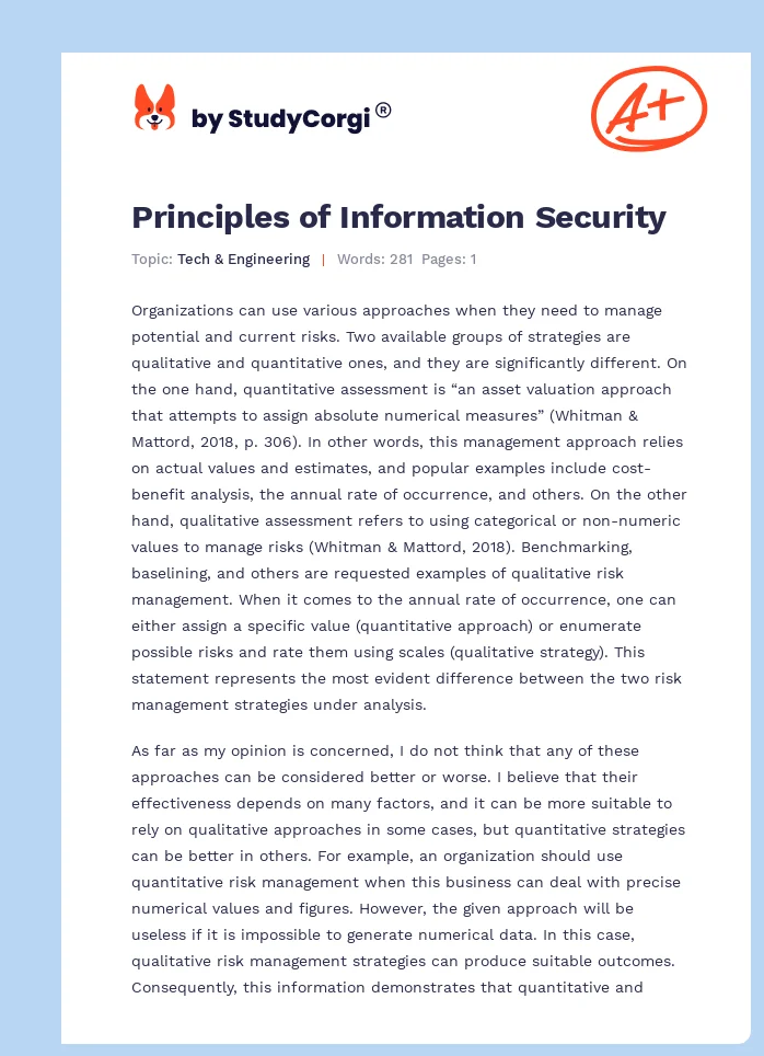 Principles of Information Security. Page 1