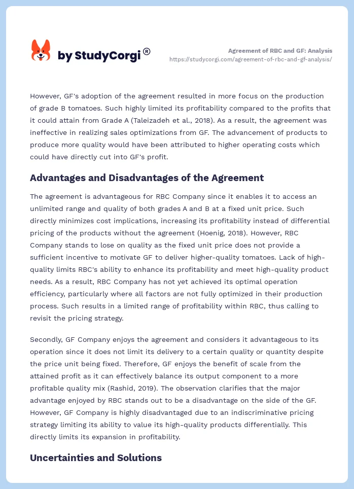 Agreement of RBC and GF: Analysis. Page 2