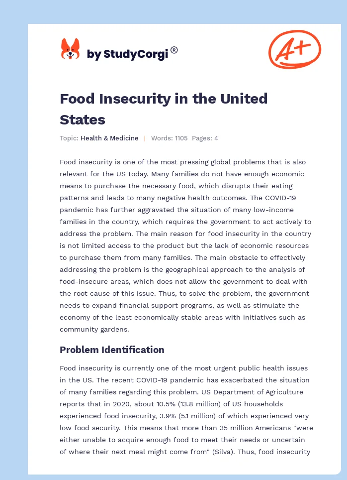 Food Insecurity in the United States. Page 1