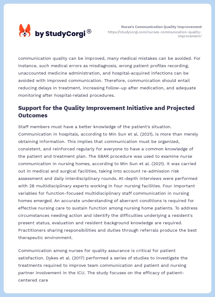 Nurse’s Communication Quality Improvement. Page 2