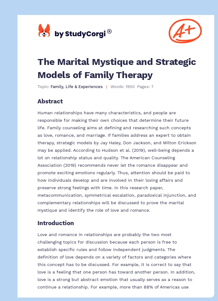The Marital Mystique and Strategic Models of Family Therapy. Page 1