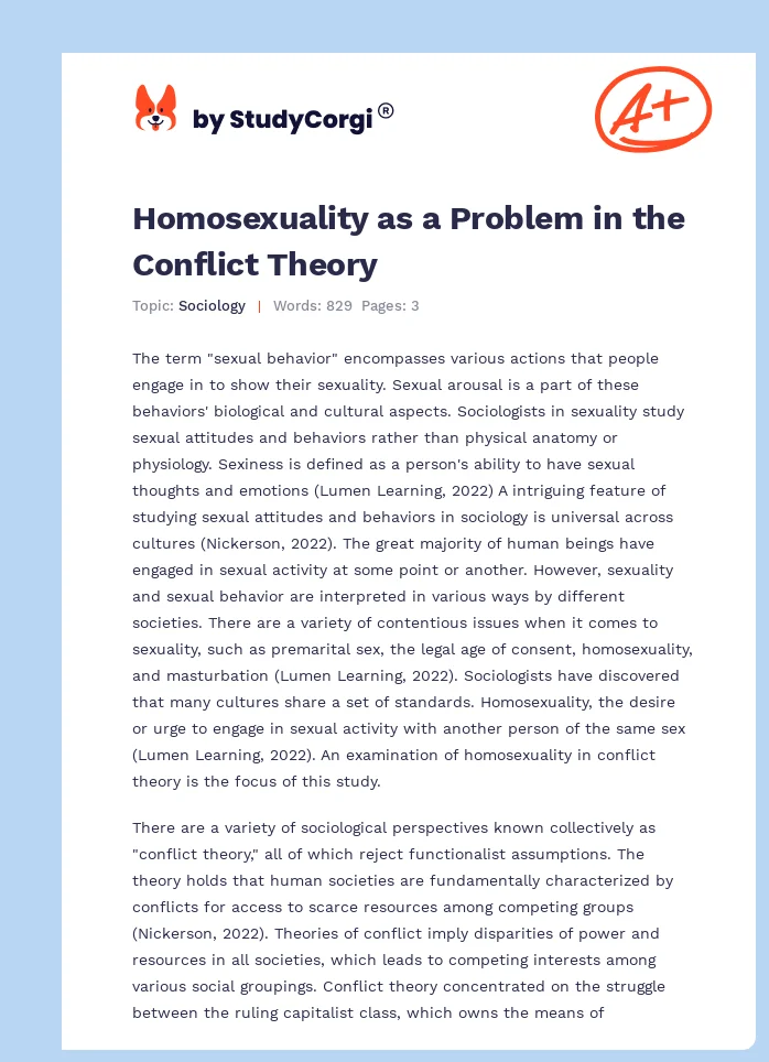 Homosexuality as a Problem in the Conflict Theory. Page 1