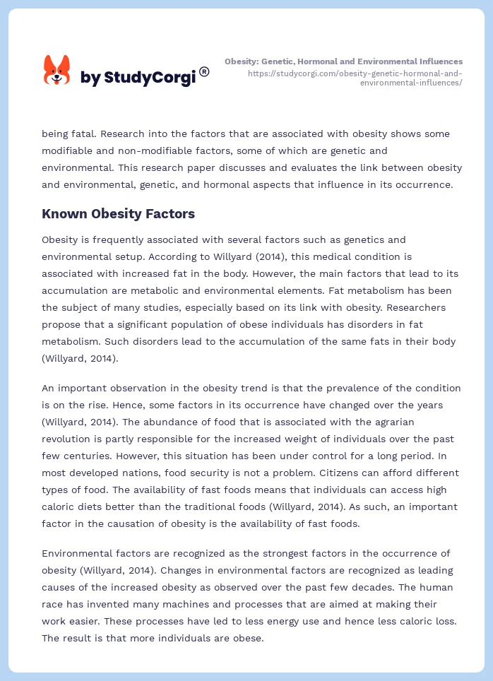 Obesity: Genetic, Hormonal and Environmental Influences. Page 2