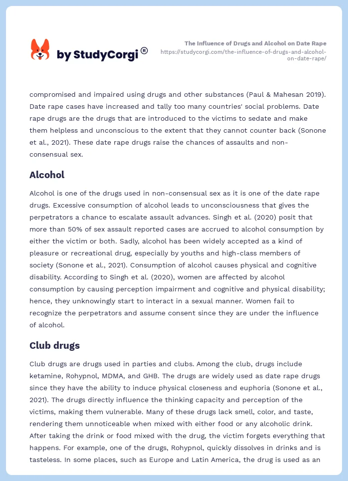 The Influence of Drugs and Alcohol on Date Rape. Page 2