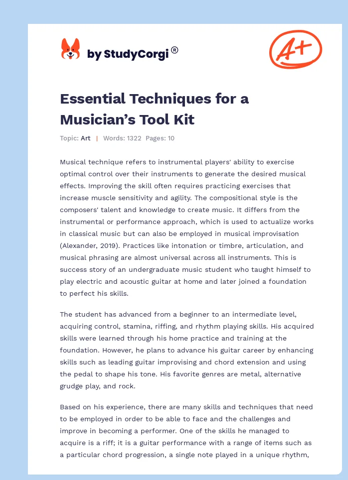 Essential Techniques for a Musician’s Tool Kit. Page 1