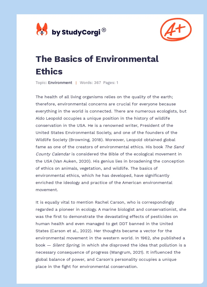 The Basics of Environmental Ethics. Page 1