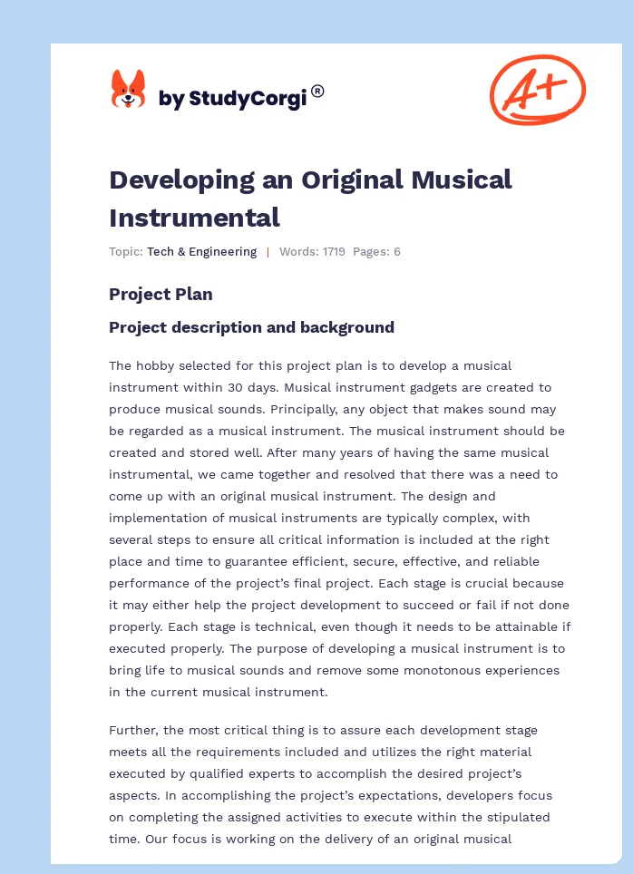 Developing an Original Musical Instrumental. Page 1