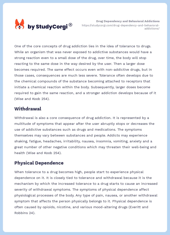 Drug Dependency and Behavioral Addictions. Page 2