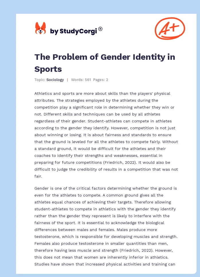 The Problem of Gender Identity in Sports. Page 1