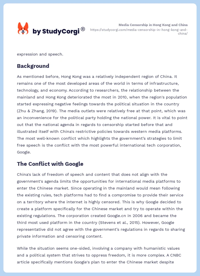 Media Censorship in Hong Kong and China. Page 2