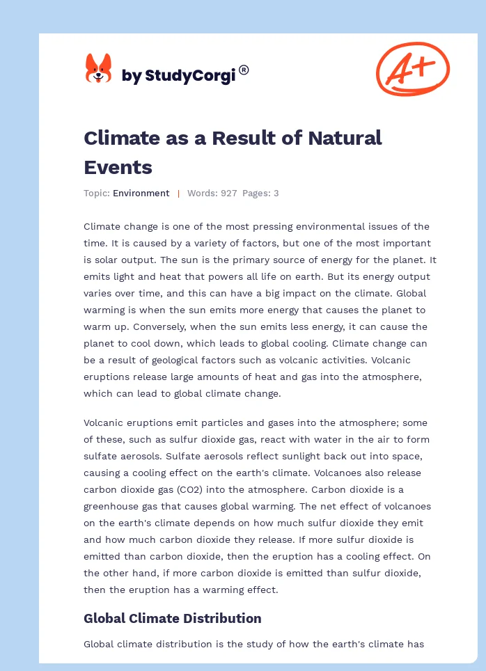Climate as a Result of Natural Events. Page 1