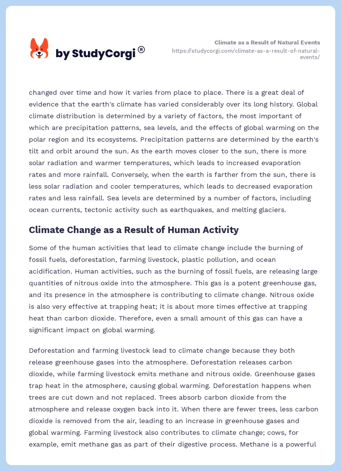 Climate as a Result of Natural Events. Page 2