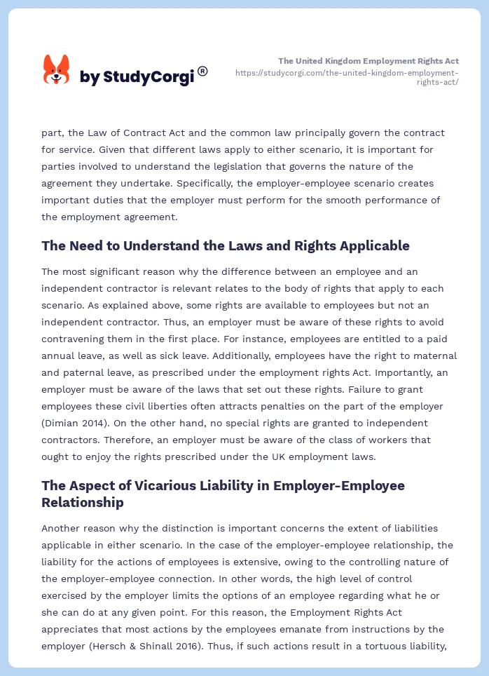 The United Kingdom Employment Rights Act. Page 2