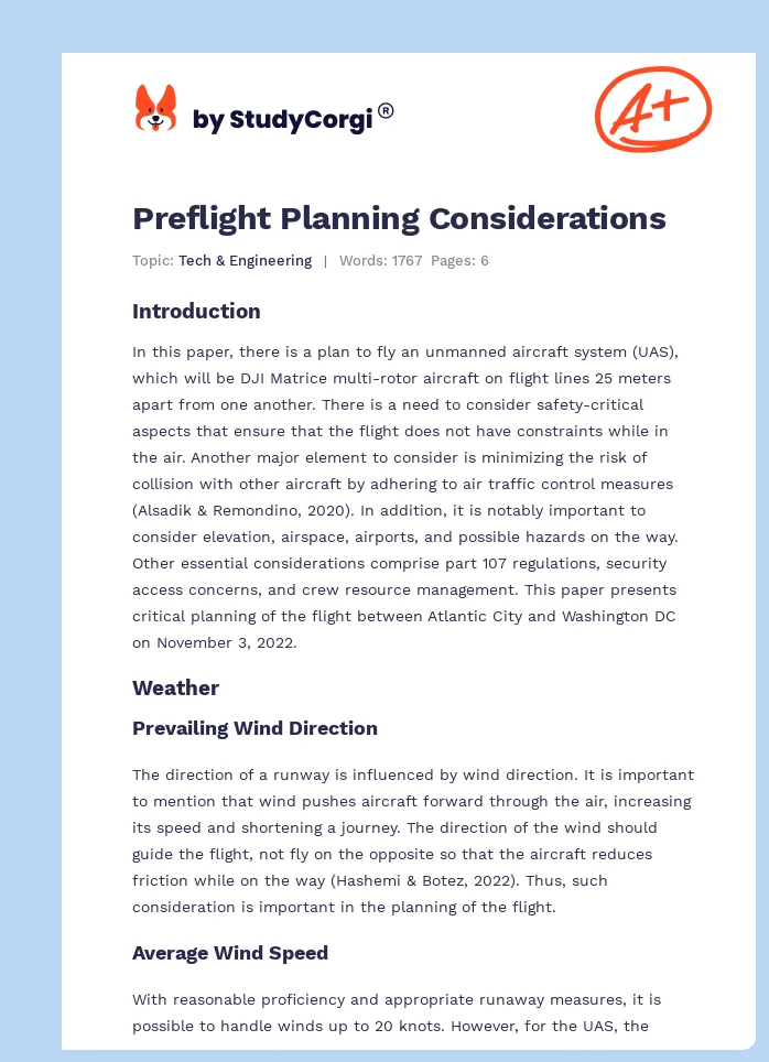 Preflight Planning Considerations. Page 1