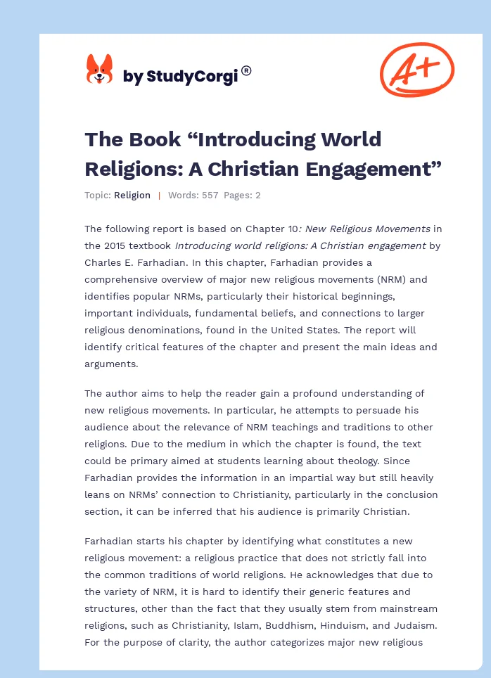 The Book “Introducing World Religions: A Christian Engagement”. Page 1