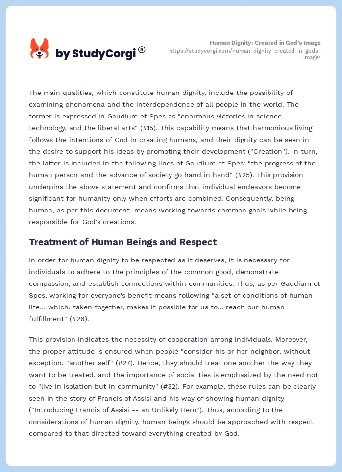 Human Dignity: Created in God’s Image. Page 2