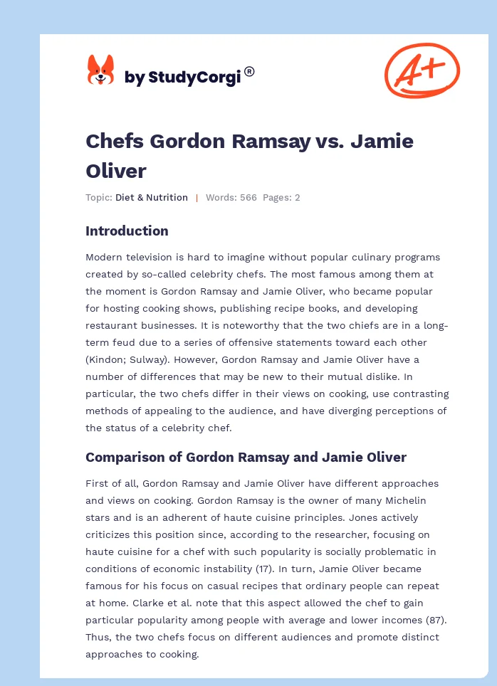 Chefs Gordon Ramsay vs. Jamie Oliver. Page 1