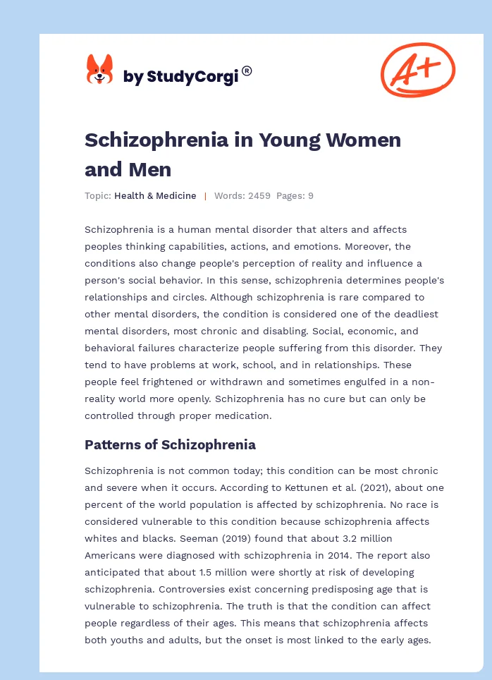 Schizophrenia in Young Women and Men. Page 1
