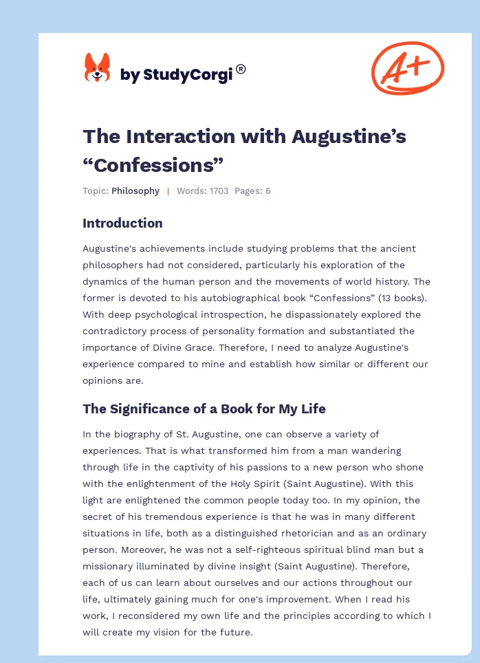 The Interaction with Augustine’s “Confessions”. Page 1
