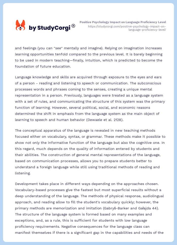 Positive Psychology Impact on Language Proficiency Level. Page 2