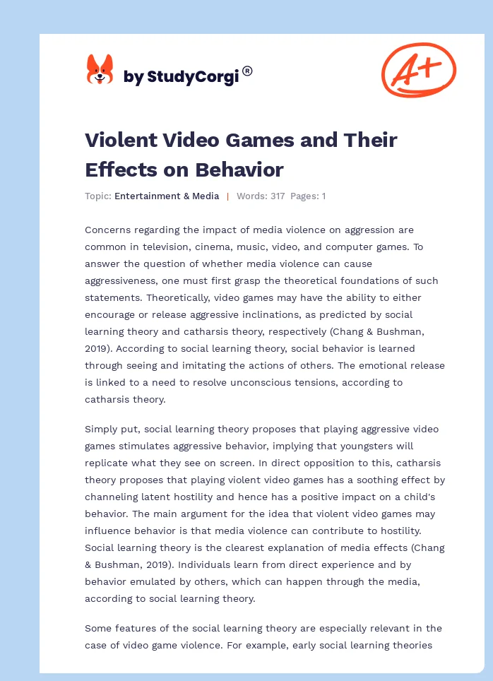 Violent Video Games and Their Effects on Behavior. Page 1