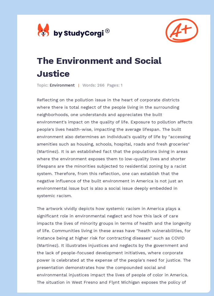 The Environment and Social Justice. Page 1