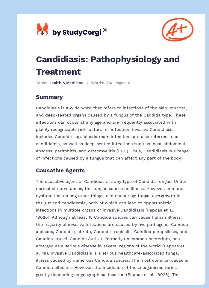 Candidiasis: Pathophysiology and Treatment. Page 1