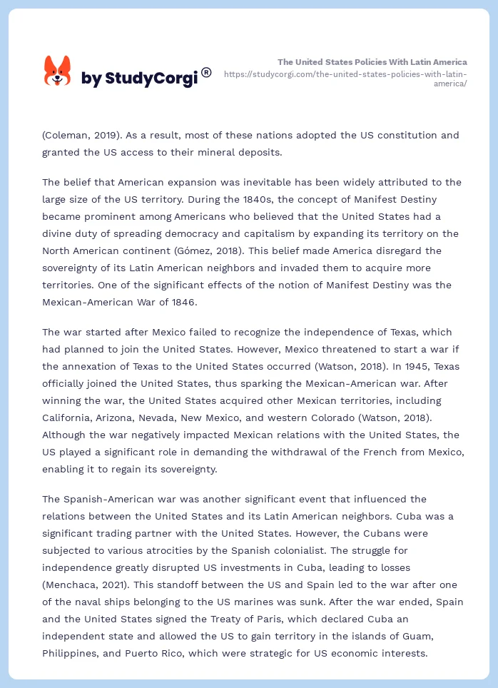 The United States Policies With Latin America. Page 2