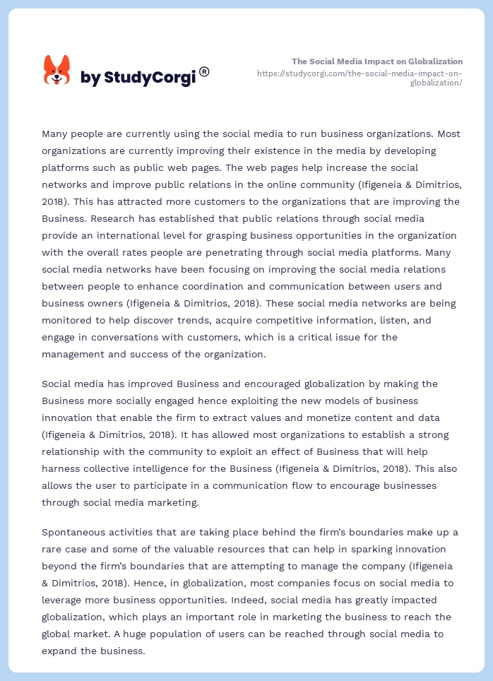 The Social Media Impact on Globalization. Page 2
