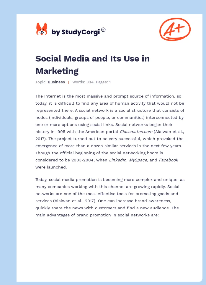 Social Media and Its Use in Marketing. Page 1