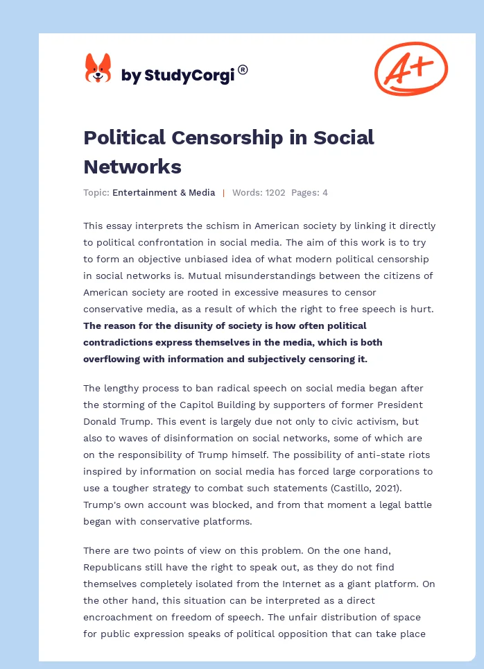 Political Censorship in Social Networks. Page 1