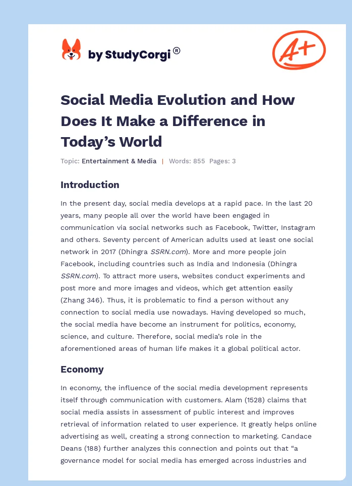 Social Media Evolution and How Does It Make a Difference in Today’s World. Page 1