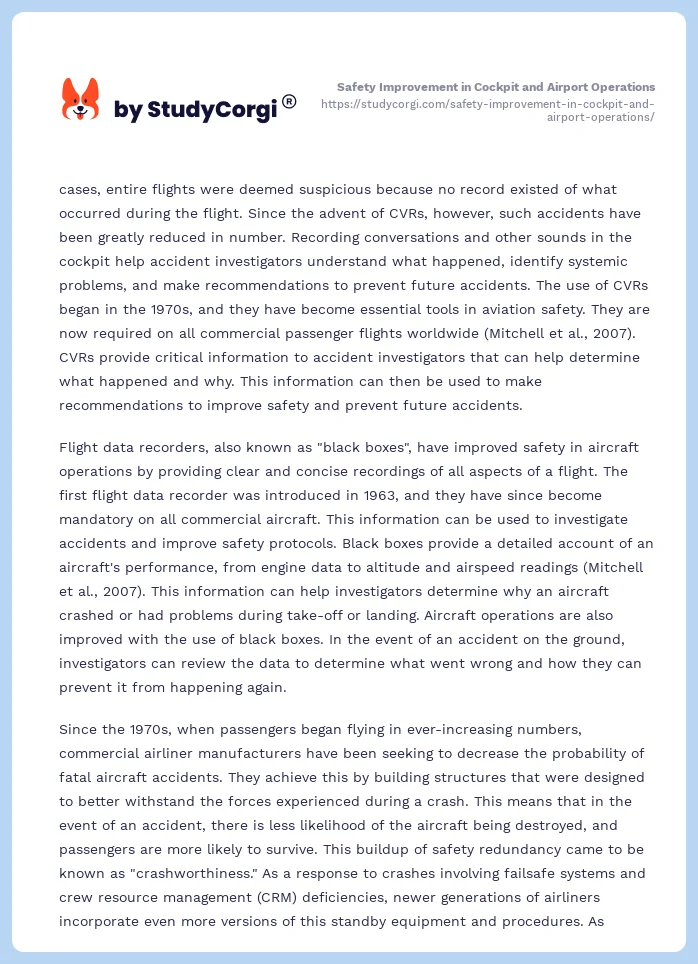 Safety Improvement in Cockpit and Airport Operations. Page 2