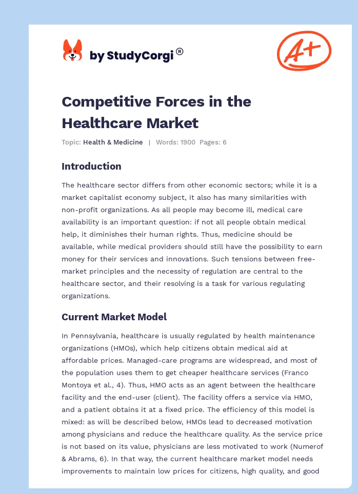 Competitive Forces in the Healthcare Market. Page 1